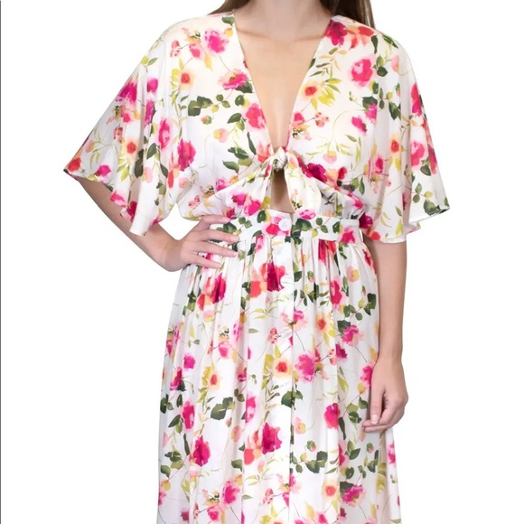 New🌿Floral Tie Front Maxi Beach Dress - Picture 8 of 8